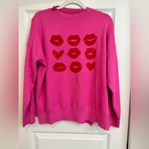 Dee Elly Lips and Hearts Graphic Sweater